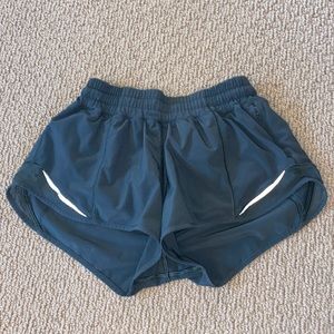 Deep green Lululemon Hotty Hot short 2.5” inseam
